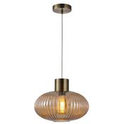 ANTIQUE BRASS w/ RIBBED AMBER GLASS SKYTECH PENDANT |PF2023/1AM
