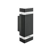 BLACK 2 LIGHT OUTDOOR WALL LIGHT WITH CLEAR DIFFUSER 1002-2BK-LED