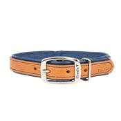 CIRCLE-T Double-Ply Leather Dog Collar, Tan/Navy image