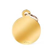 MY FAMILY Big Round Golden Brass ID Tag image