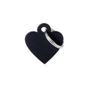 MY FAMILY Small Heart Aluminium Black ID Tag image