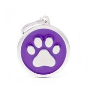 MY FAMILY Big Circle Purple Paw ID Tag image
