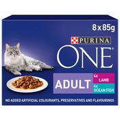 PURINA ONE Adult Cat Food, Fish &amp;amp; Lamb 8x85g image
