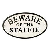 Beware of the Staffie Oval Cast Iron Sign image