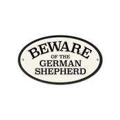 Beware of the German Shepherd Oval Cast Iron Sign image