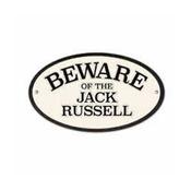 Beware of the Jack Russell Oval Cast Iron Sign image