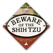 Beware Of the Shih Tzu Oval Cast Iron Sign