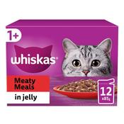 WHISKAS Meaty Meals in Jelly 1+ Adult Wet Cat Food Pouches, 12x85g image
