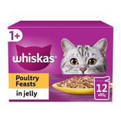 WHISKAS Poultry Feasts in Jelly 1+ Adult Wet Cat Food Pouches, 12x85g image