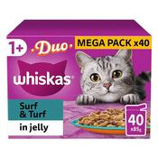 WHISKAS Duo Surf &amp;amp; Turf in Jelly 1+ Adult Wet Cat Food Pouches, 40x85g image