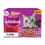 WHISKAS Duo Meaty Combos in Jelly 1+ Adult Wet Cat Food Pouches, 12x85g image
