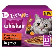 WHISKAS Tasty Mix Country Collection in Gravy 1+ Adult Wet Cat Food Pouches, 12x85g image