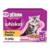WHISKAS Kitten 2-12 Months Poultry Feasts in Jelly Wet Kitten Food Pouches, 12x85g image