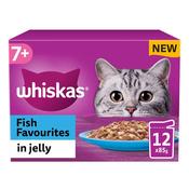 WHISKAS Senior 7+ Fish Favourites in Jelly Wet Cat Food Pouches, 12x85g image