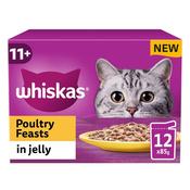 WHISKAS Senior 11+ Poultry Feasts in Jelly Wet Cat Food Pouches, 12x85g image