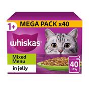 WHISKAS Mixed Menu in Jelly 1+ Adult Wet Cat Food Pouches, 40x85g image