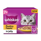 WHISKAS Senior 7+ Poultry Feasts in Jelly Wet Cat Food Pouches, 12x85g image