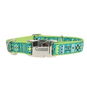 RIBBON Adjustable Dog Collar with Metal Buckle, Lime Stars image