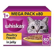 WHISKAS Adult Poultry Feasts in Jelly Pouch, Giant Pack 80x85g image