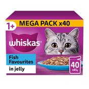 WHISKAS Fish Favourites in Jelly 1+ Adult Wet Cat Food Pouches, 40x85g image
