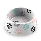 Melamine Retro Paw Print Dog Bowl image