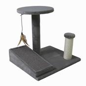 BLUE PAW Small Plush Scratcher with Post, Perch &amp;amp; Feather, Grey image