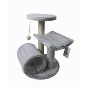 BLUE PAW Medium Faux Fur Scratcher with Barrel &amp;amp; 2 Perches, Grey image
