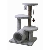 BLUE PAW Medium Faux Fur Scratch Tree with Barrel &amp;amp; 3 Perches, Grey image