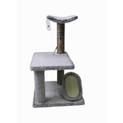 BLUE PAW Medium Faux Fur 2-Tier Tree with Feather Toy, Grey image