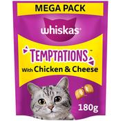 WHISKAS Temptations Cat Treats with Chicken &amp;amp; Cheese, Mega Pack 180g image