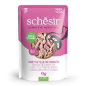 SCHESIR Complete Nutrition Cat Food, Chicken &amp;amp; Ham in Jelly Pouch 85g image