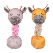 Flamingo Puppy Toy - Britty Giraffe Ball with Rope