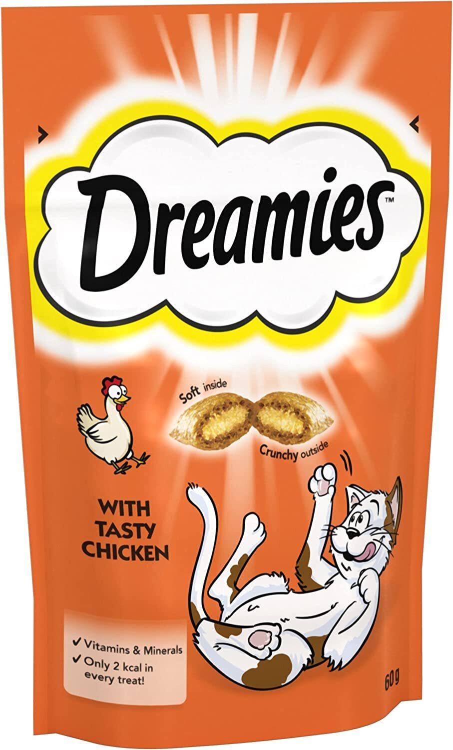 Dreamies Cat Treats with Delicious Cheese, Crunchy outside, Soft inside, Vitamins & Minerals, 60g