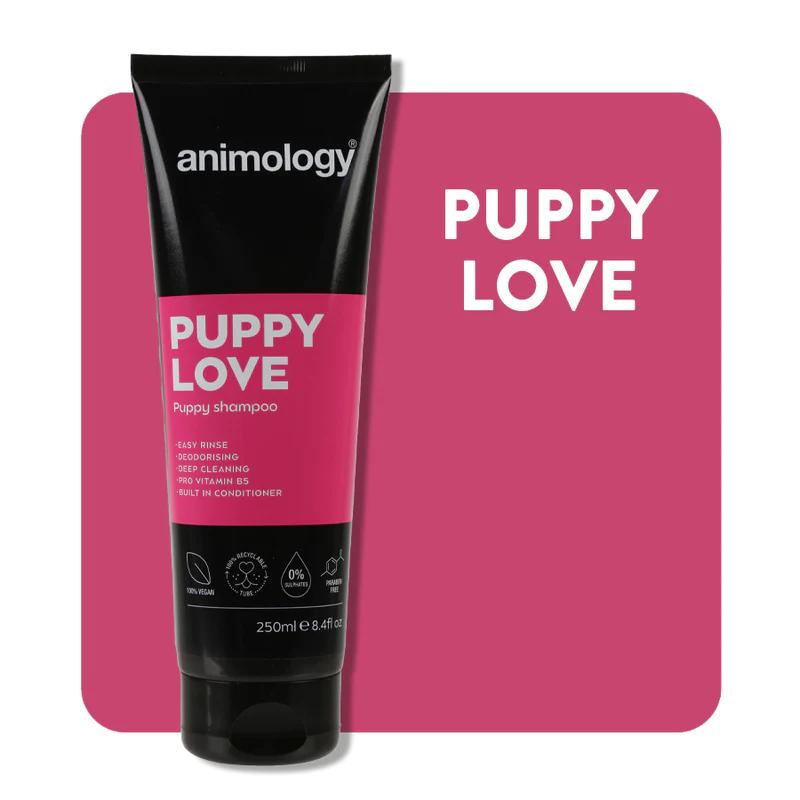 Animology Puppy Love Puppy Shampoo 250ml - Easy Rinse, Deodorising, 100% Vegan, Deep Cleaning, Built in Conditioner, Image Features