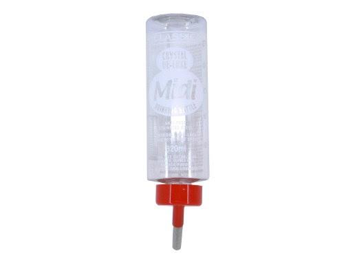 Classic Crystal Midi Deluxe Pet Water Bottle 320ml Red Spout Stainless Steel Tip
