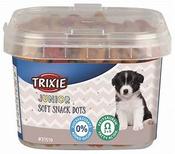Trixie Junior Soft Snack Dots Dog Treats with Chicken, Lamb, Salmon, Size 140g, Mini Hearts, Extra small pieces, Trainer Snack, 0% Added Sugar