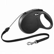 Flexi Classic Cord Dog Lead - Size M (8m) - Black - Reflective Components & Braking System - Max 20kg