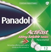 Panadol ActiFast 500mg Soluble Tablets 12 (Paracetamol) image