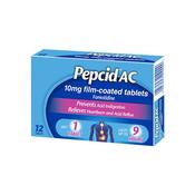 Pepcid AC 10 mg Film-coated Tablets 12 (Famotidine) image