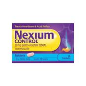 Nexium Control Esomeprazole Tablets 20mg 1x14 Pack image