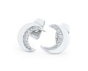 Tipperary Crystal Half Moon Stud Earrings Silver image