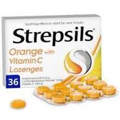 Strepsils Lozenges Orange Flavour with Vitamin C Pack of 36 image