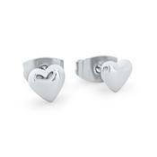 Tipperary Crystal Heart 8mm Stud Earrings - Silver