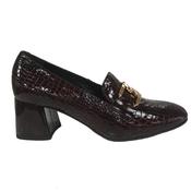 Bioeco By Arka Croc Patent Block Heel-Burgundy-38