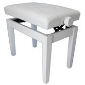 SONATA Adjustable Piano Stool with Wooden Handles, Polished White - FREE DELIVERY image