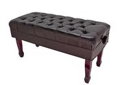 Steinhoven CONCERTO Real Leather Adjustable Piano Stool, Polished Mahogany - FREE DELIVERY image