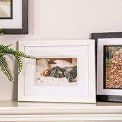 6x8'' / 15x20cm Ambassador White Hand Crafted Wood Double Picture Frame with bevel mat and matching Hand Crafted Wood inlay. Matt Finish. Flat Profile: 20mm wide x 20mm deep. image
