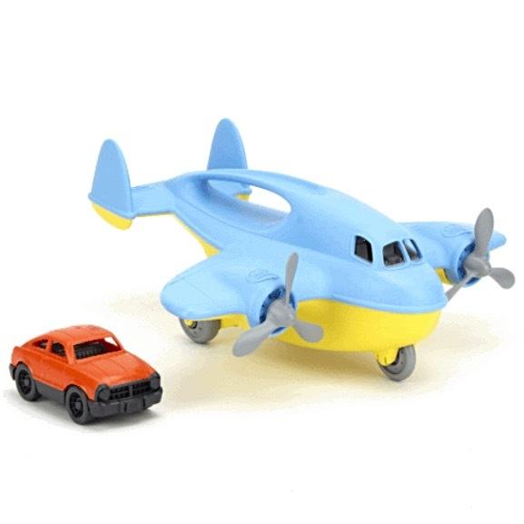 Green Toys Cargo Plane with Blue, Yellow, Orange Car - Toy