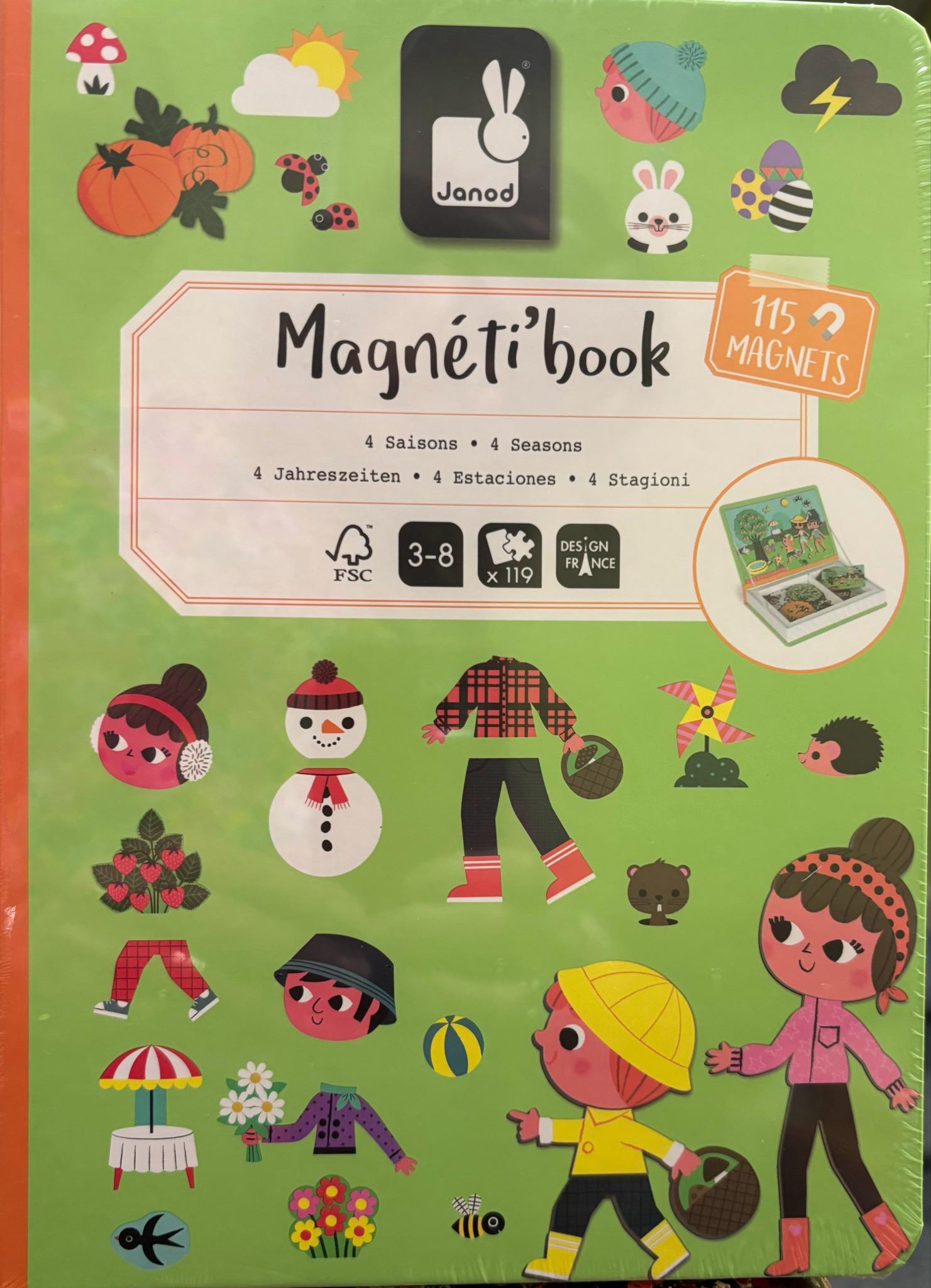 Janod Magnetic Book 4 Seasons 3-8 years 115 Magnets Educational Toy
