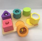 Janod I Wood Shapes &amp; Sounds 6 Block Puzzle Wood image